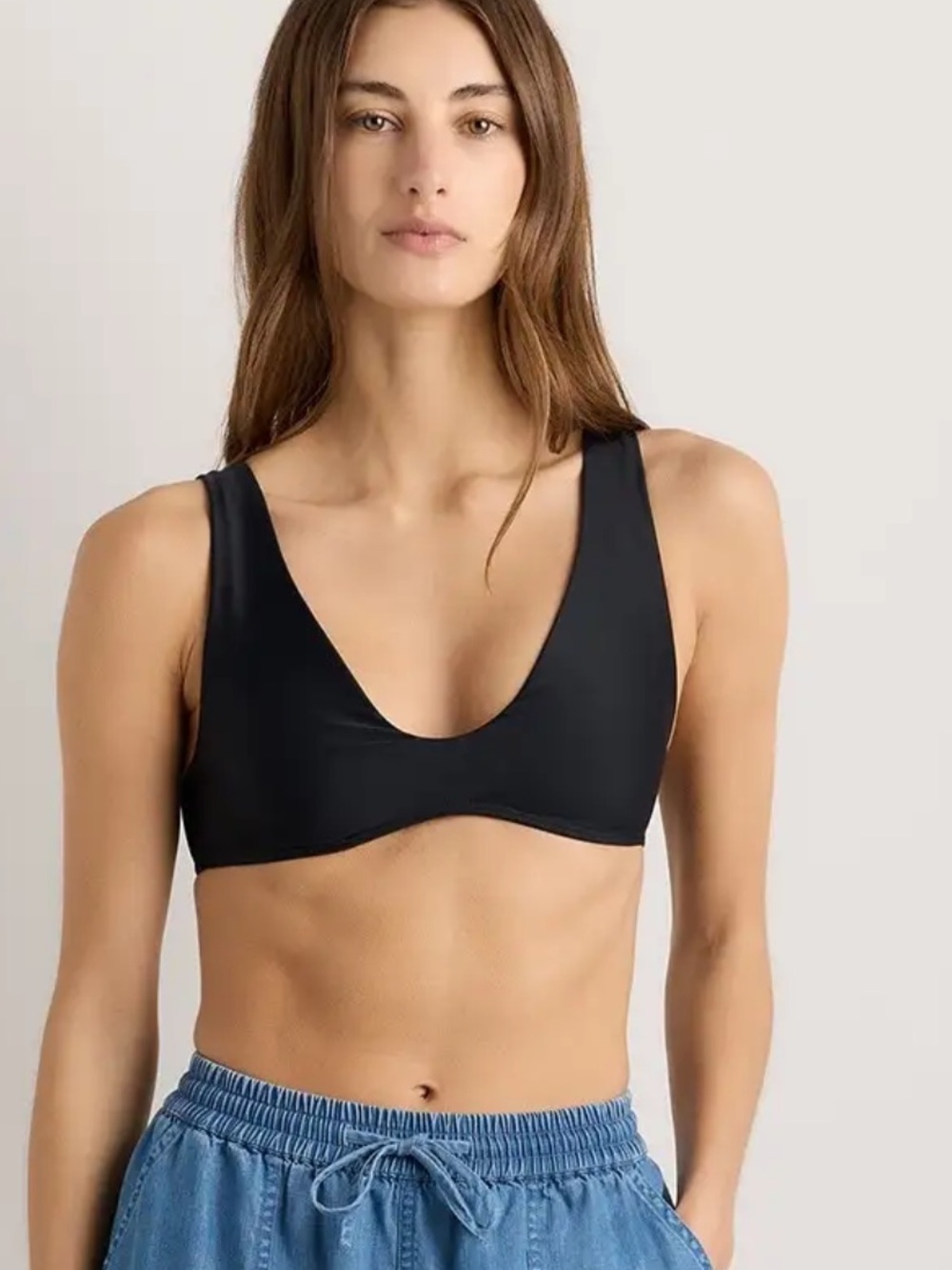 Quince Italian Plunge Bikini Top Size Large
